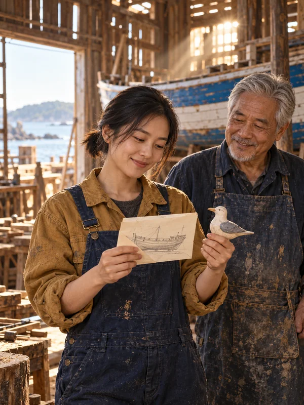 黄豆短剧《修船厂的无字家书》父亲画不出的那句话，藏在旧船的留白里
